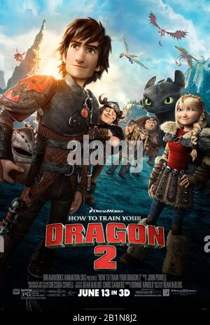 So trainieren Sie Ihren Dragon 2 (2014) unter der Regie von Dean DeBlois und mit Jay Baruchel, Cate Blanchett, Gerard Butler und America Ferrera in den Hauptrollen. Hickbecher und Zahnlos Entdecken Sie eine versteckte Eishöhle mit Hunderten neuer wilder Drachen, die auf Figuren von Cressida Cowell basieren. Stockfoto