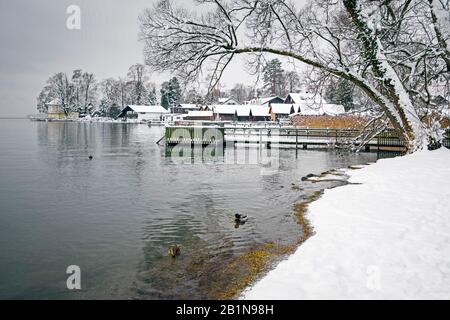 Tutzing am Starnberger See im Winter, Deutschland, Bayern Stockfoto