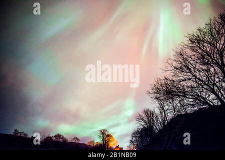 Polarlicht in der Nähe von Trondheim, Norwegen, Trondheim, Trondheimsfjord Stockfoto