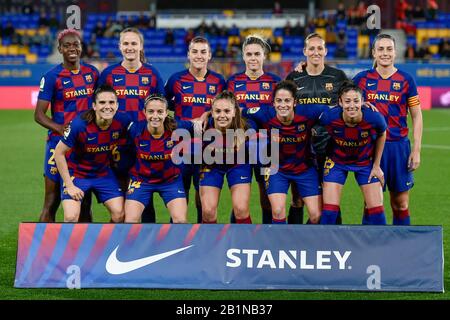 Barcelona, Spanien. Februar 2020. Die Spieler des FC Barcelona posieren vor dem Viertelfinalspiel der spanischen Copa de la Reina zwischen den Damen des FC Barcelona und den Damen von Deportivo im Johan Cruyff Stadium am 26. Februar 2020 in Barcelona, Spanien. (Foto von DAX/ESPA-Images) Credit: European Sports Photographic Agency/Alamy Live News Stockfoto