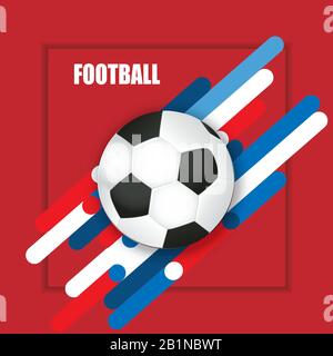 Fußball-Vektor. Weiß blau rot Farben Hintergrund. Stock Vektor