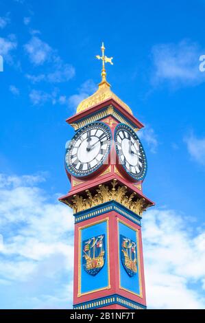 Jubilee Clock Tower, Weymouth, Dorset, England, Großbritannien. Erbaut und im Jahr 1888 zum Gedenken an das Goldene Jubiläum von Königin Victoria errichtet. Stockfoto