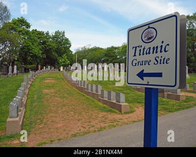 Grabstätte der Titanic, Fairview Lawn Cemetery, Halifax, Nova Scotia, Kanada Stockfoto