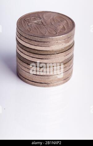 Stapel mit 20-cent-australische Münze Stockfoto