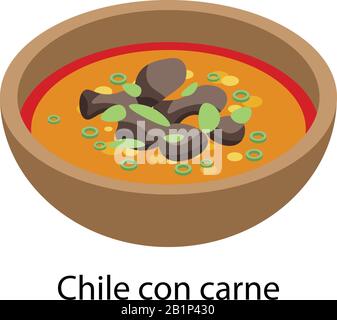 Chile con carne Icon, isometrischer Stil Stock Vektor