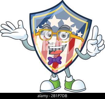 Der Geek-Charakter der Vintage-Schilder-Abzeichen USA Maskottchen-Design Stock Vektor