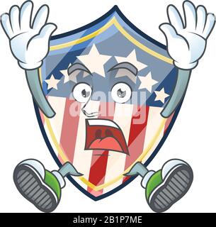 Ein Bild von alten Schilderabzeichen USA Cartoon-Design mit schockierender Geste Stock Vektor