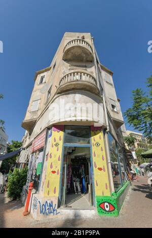 Wohnhaus im Bauhaus-Stil, Nachalat Benyamin, Weiße Stadt, Tel Aviv, Israel Stockfoto