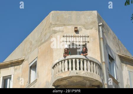 Wohnhaus im Bauhaus-Stil, Nachalat Benyamin, Weiße Stadt, Tel Aviv, Israel Stockfoto