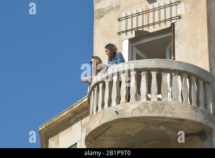 Wohnhaus im Bauhaus-Stil, Nachalat Benyamin, Weiße Stadt, Tel Aviv, Israel Stockfoto