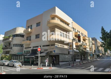Wohnhaus im Bauhaus-Stil, Nachalat Benyamin, Weiße Stadt, Tel Aviv, Israel Stockfoto