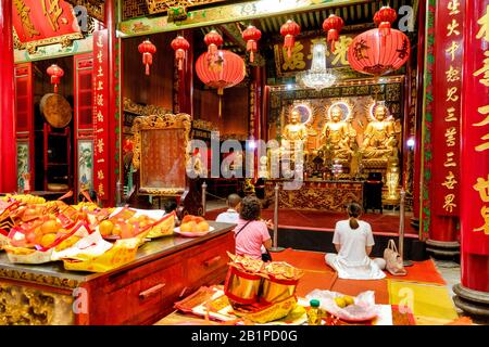 Wat Mangkon Kamalawat Tempel in Chinatown, Bangkok, Thailand Stockfoto