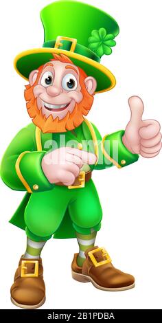 Leprechaun St Patricks Day Zeichentrickfigur Stock Vektor