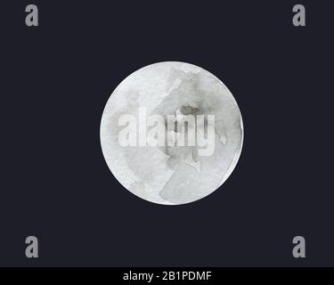 Illustration mit mystischem Vollmond und Sternen. Cartoon-Stil Stockfoto