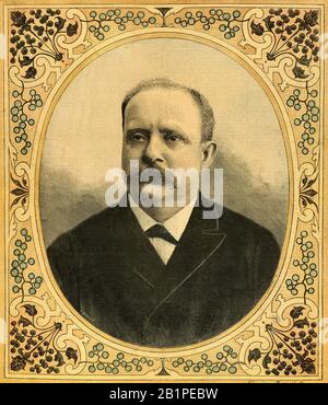 Gravur - Porträt des Chemikers Eugene Turpin (1848 - 1927) - Privatsammlung Stockfoto