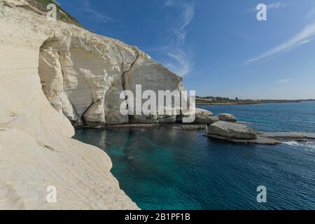 Küste, Mittelmeer, Felsen von Rosh Hanikra, Nord-Israel Stockfoto