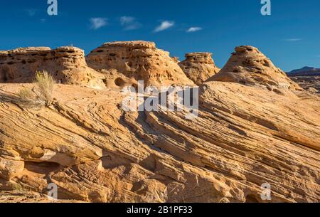 Slickrock Sandsteinformationen über Dirty Devil River, Glen Canyon National Recreation Area, Utah, USA Stockfoto