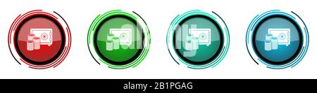 Safe und Geld rund um glänzende Vektorsymbole, Bank, Business-Set von Tasten für Webdesign, Internet und Handy Anwendungen in vier Farben i Stock Vektor