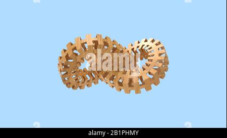 3D-Rendering einer abstrakten komplexen unendlichen Form isoliert Stockfoto