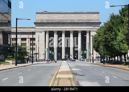 30Th Street Station in Philadelphia, Pennsylvania. Großer Bahnhof. Stockfoto