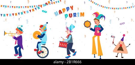 Purim Banner Template Design, Jewish Holiday Vector Illustration . Happy Purim Vector. Stock Vektor