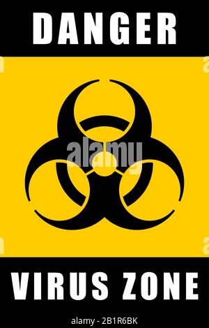 Gefahrenviruszone. Symbol für Biohazard Vektor. Warnschild biologische Gefahr. Stock Vektor