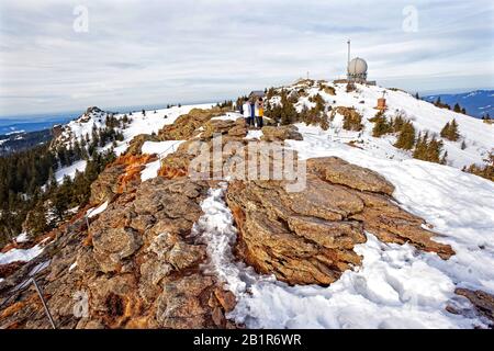 , Gipfelbereich des Mount Arber mit Radome, Deutschland, Bayern, Nationalpark Bayerischer Wald, Bayerisch Eisenstein Stockfoto