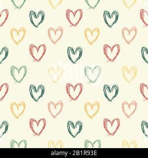 Doodle Herzen nahtlose Hintergrund Abbildung. Bunte liebe Textur. Stock Vektor