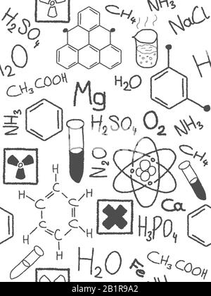 Chemie doodle Hintergrund Textur - Sketchy nahtlose Abbildung. Stock Vektor
