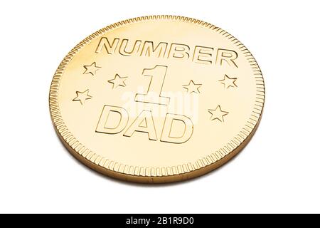 Vatertag Gold Nummer eins Papa Medaille. Stockfoto