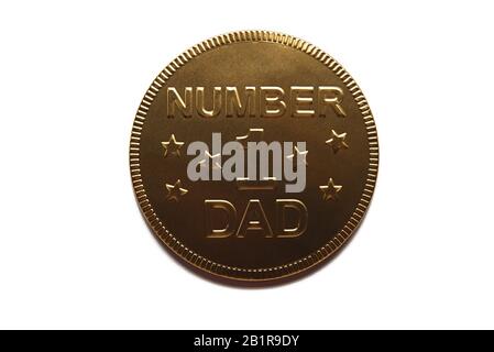 Vatertag Gold Nummer eins Papa Medaille. Stockfoto