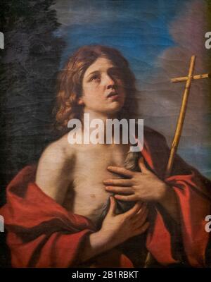 Guercino (Giovanni Francesco Barbieri) (1591-1666), Sankt Johannes der Täufer, Öl auf Leinwand, Kapitolinische Bildergalerie, Rom, Italien. Stockfoto