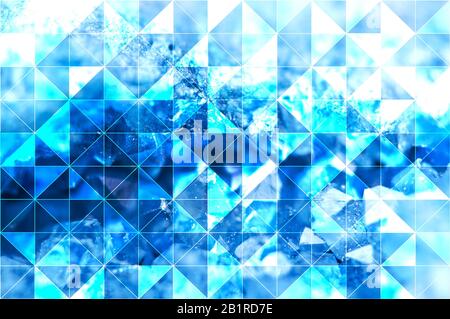 Blau türkis abstrakter polygonaler Hintergrund von isosceles Dreiecken. Kann für moderne Projekte, Workflows, Banner, Webdesigns, Websites verwendet werden. Stockfoto