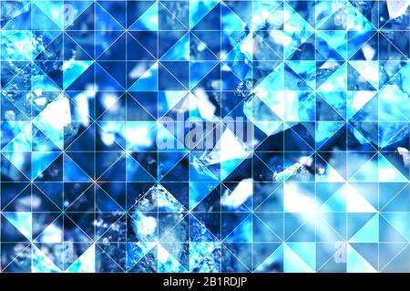 Blau türkis abstrakter polygonaler Hintergrund von isosceles Dreiecken. Kann für moderne Projekte, Workflows, Banner, Webdesigns, Websites verwendet werden. Stockfoto