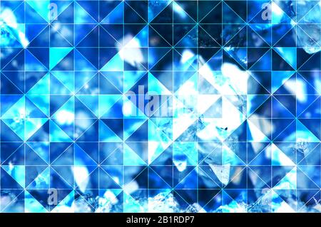 Blau türkis abstrakter polygonaler Hintergrund von isosceles Dreiecken. Kann für moderne Projekte, Workflows, Banner, Webdesigns, Websites verwendet werden. Stockfoto