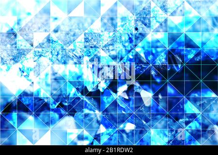 Blau türkis abstrakter polygonaler Hintergrund von isosceles Dreiecken. Kann für moderne Projekte, Workflows, Banner, Webdesigns, Websites verwendet werden. Stockfoto
