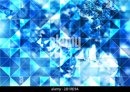 Blau türkis abstrakter polygonaler Hintergrund von isosceles Dreiecken. Kann für moderne Projekte, Workflows, Banner, Webdesigns, Websites verwendet werden. Stockfoto