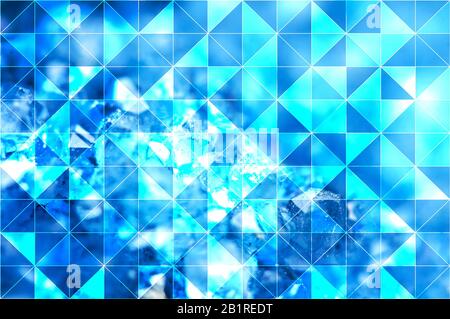 Blau türkis abstrakter polygonaler Hintergrund von isosceles Dreiecken. Kann für moderne Projekte, Workflows, Banner, Webdesigns, Websites verwendet werden. Stockfoto