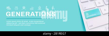 Generationen Altern Web Header Banner und Icon Set Stock Vektor