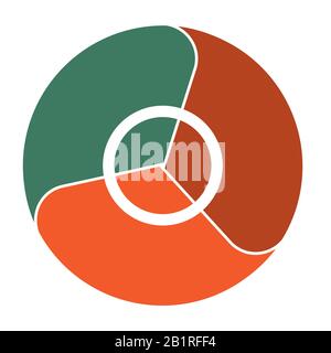 Template Pie Chart für Infografiken mit 3 Positionen Bereichstext. Stockfoto