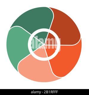 Template Pie Chart für Infografiken mit 5 Positionen Bereichstext. Stockfoto