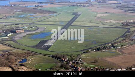 Luftaufnahme des Leeds East Airport, ehemals RAF Church Fenton, in der Nähe von Tadcaster Stockfoto