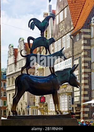 Die Bremer Stadtmusikanten im Rathaus der Hansestadt Bremen, Bremen, Deutschland, Stockfoto