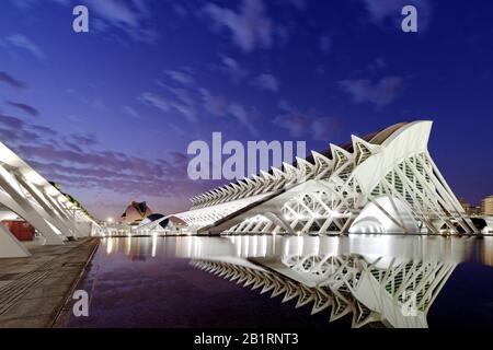 Architektur von Santiago Calatrava, Museo de las Ciencias Principe Felipe, Ciudad de las Artes y las Ciencias, Valencia, Spanien, Stockfoto