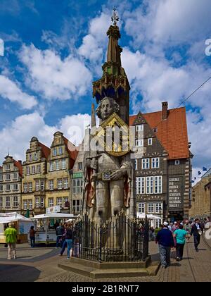 Der Roland auf dem Markt in der Hansestadt Bremen, Bremen, Stockfoto