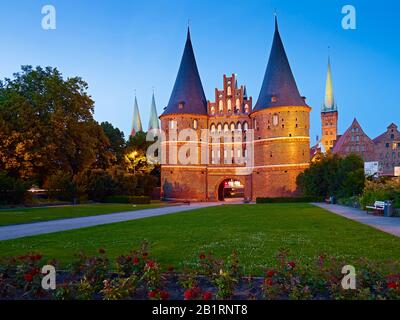 Holstentor in der Hansestadt Lübeck, Schleswig-Holstein, Stockfoto