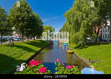 Gracht in der Friedrichstadt, Nordfriesland, Schleswig-Holstein, Deutschland, Stockfoto