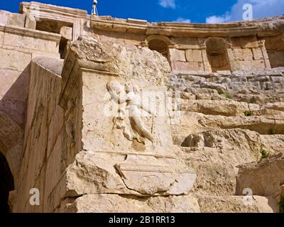 Details zum nördlichen Theater im alten Gerasa oder Gerash, Jordanien, Naher Osten, Stockfoto