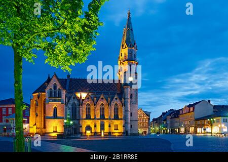 Pfarrkirche St. Marien am Marktplatz in Meiningen, Thüringen, Deutschland, Stockfoto