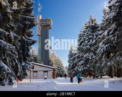 Rennsteigwarte bei Masserberg, Landkreis Hildburghausen, Thüringen, Deutschland, Stockfoto